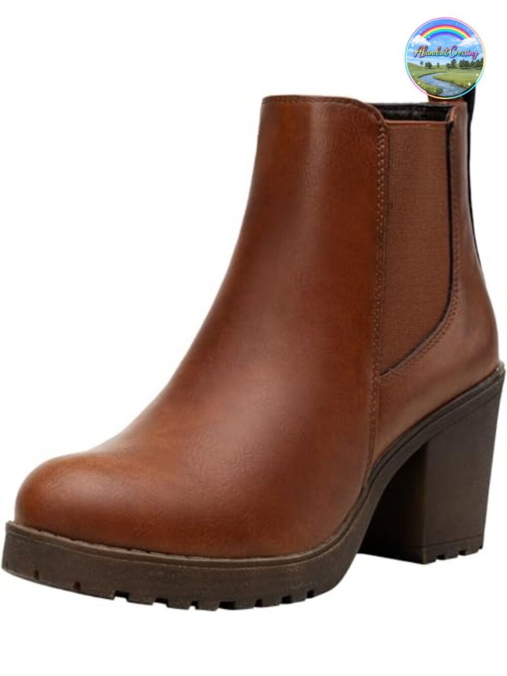 Women's Faux Leather Platform Chelsea Ankle Boots Chunky Block Heel